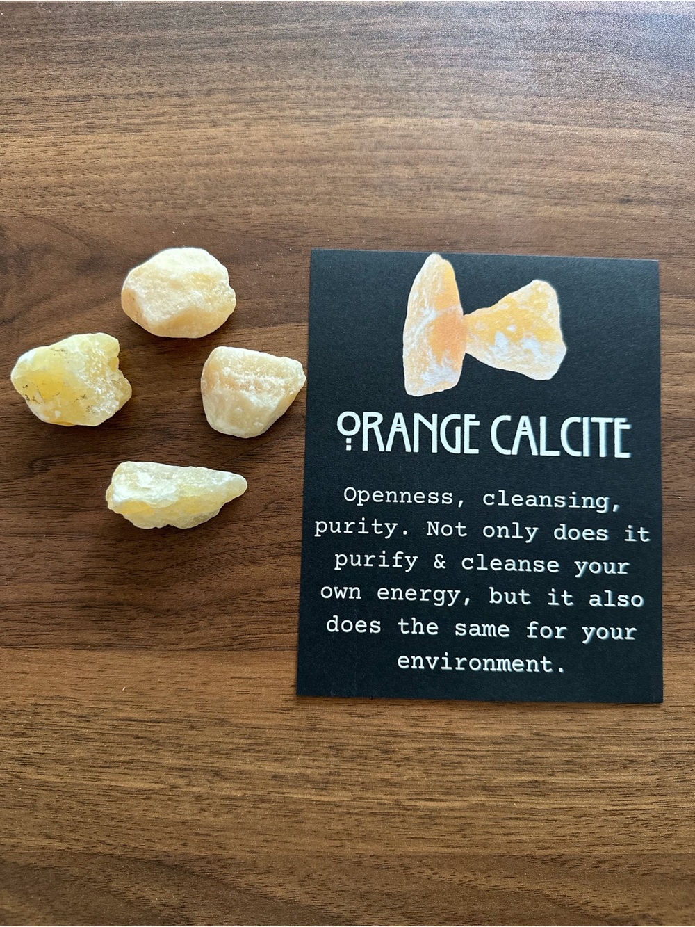 4 pcs Orange Calcite Raw Tumbled Stones - Light Orange